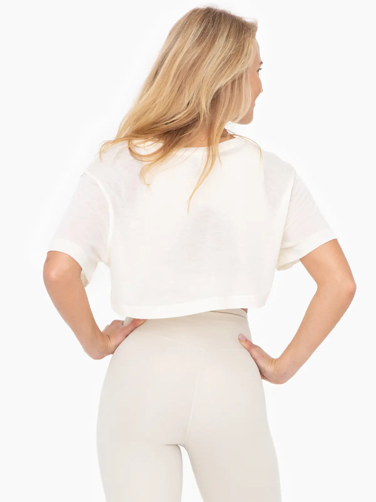 Vessel TENCEL Semi Sheer Flowed Cropped Top Ivory