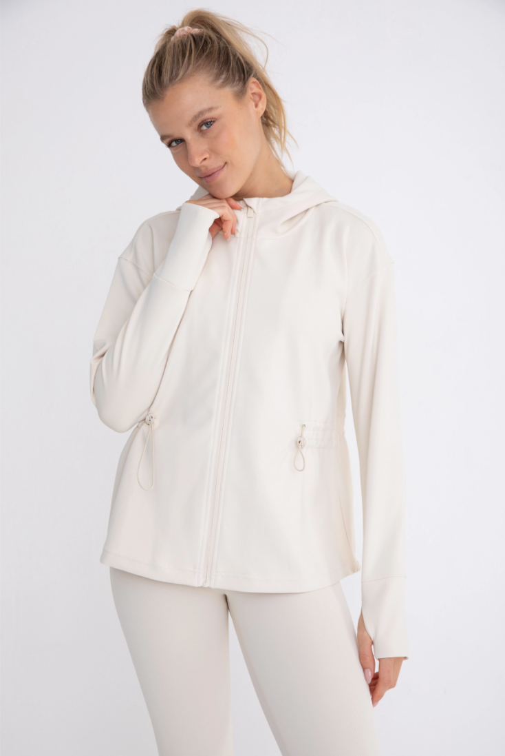 Vessel Mono B Jacquard Ribbed Hooded Jacket with Thumbholes