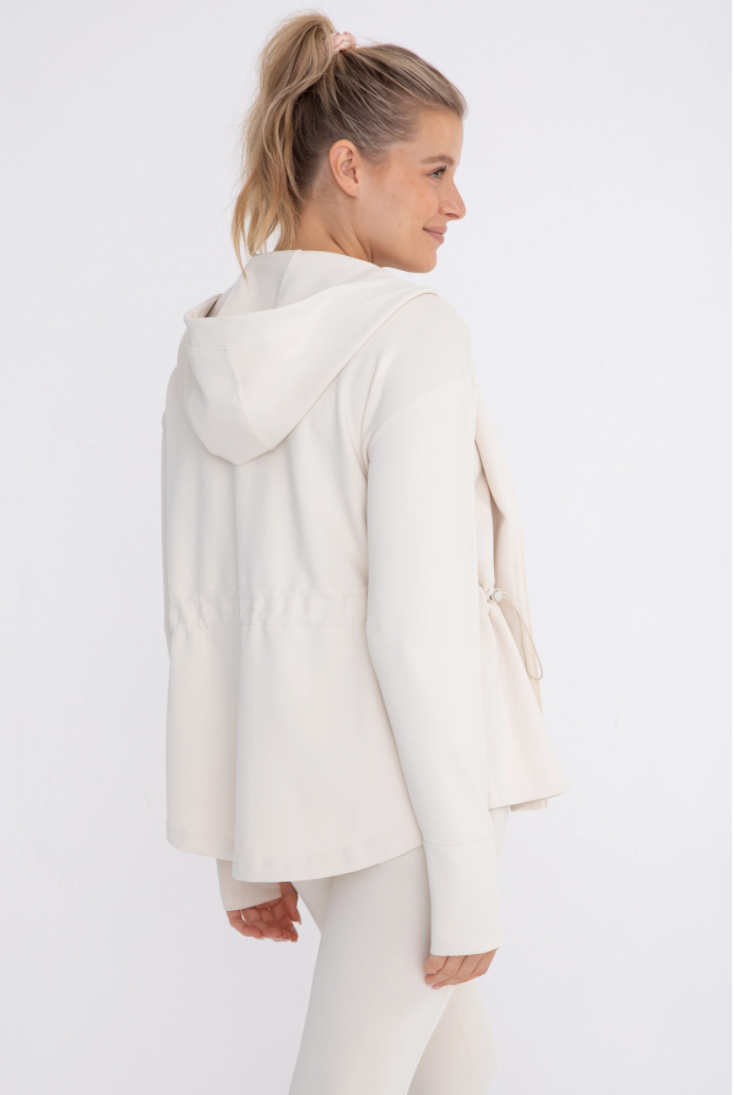 Vessel Mono B Jacquard Ribbed Hooded Jacket with Thumbholes