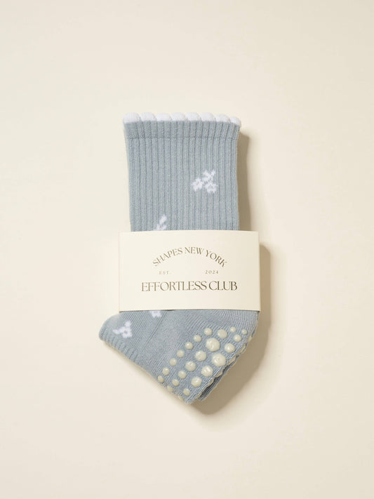 ❄️ Snowflake Petal Grip Sock [Denim], Pilates Socks