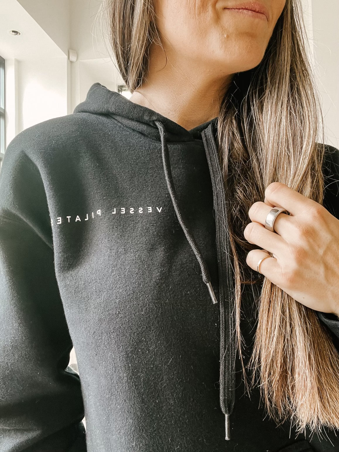 Vessel Black Hoodie CROP with Vessel Circle