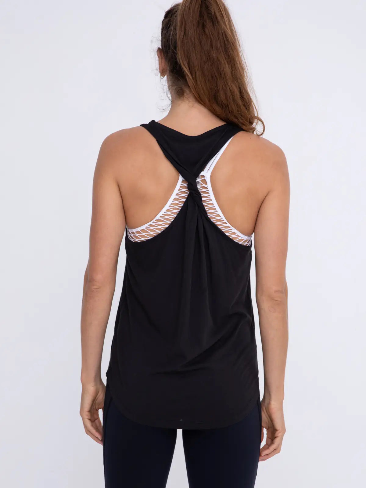 Vessel Twist Back Tank Top Black