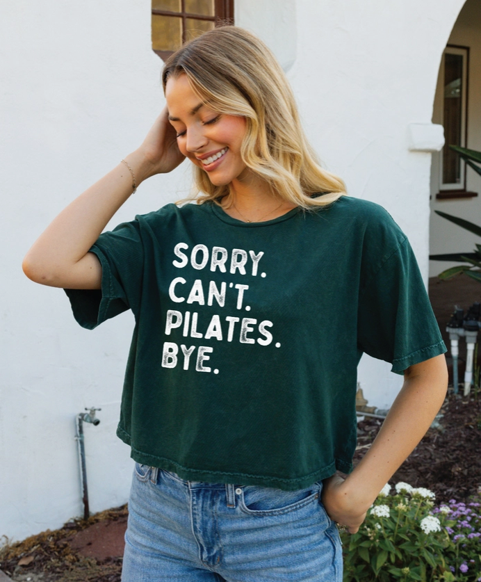Vessel Tee | Sorry Can't Pilates Bye Cropped Top