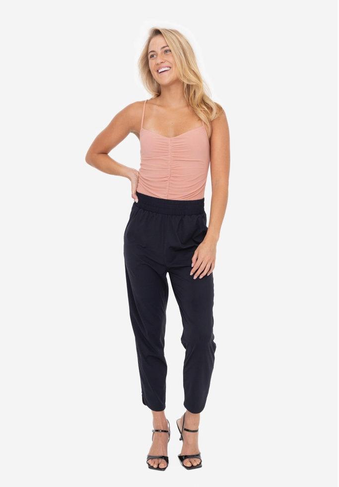 Ruched Mesh Sleeveless Bodysuit