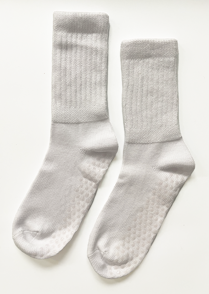 Slouchy grip socks - White