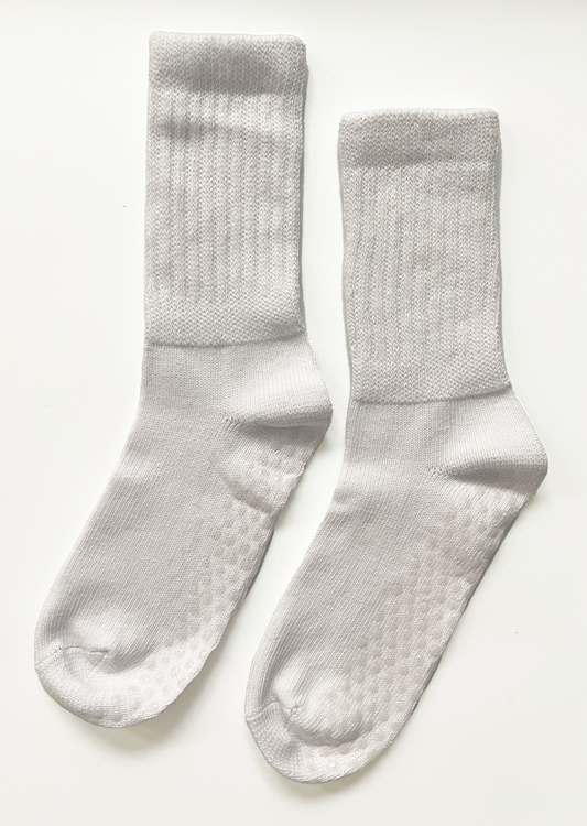 Slouchy grip socks - White