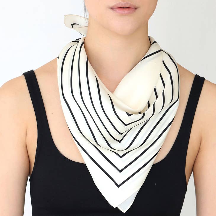 Agnes 100% Silk Scarf - Ivory