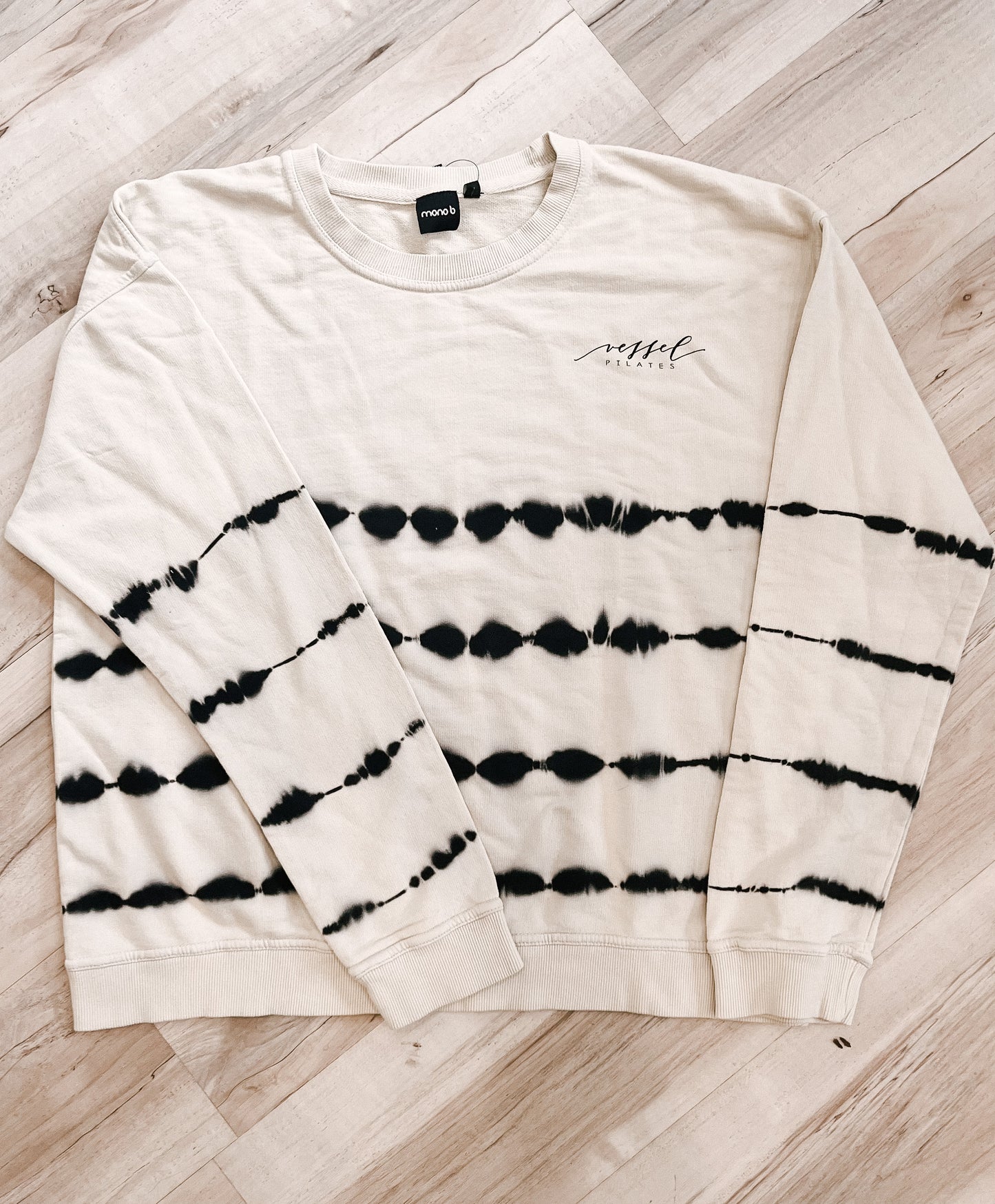 Vessel Terry Cotton Tie-Dye Brush-Stroke Pullover Mono B