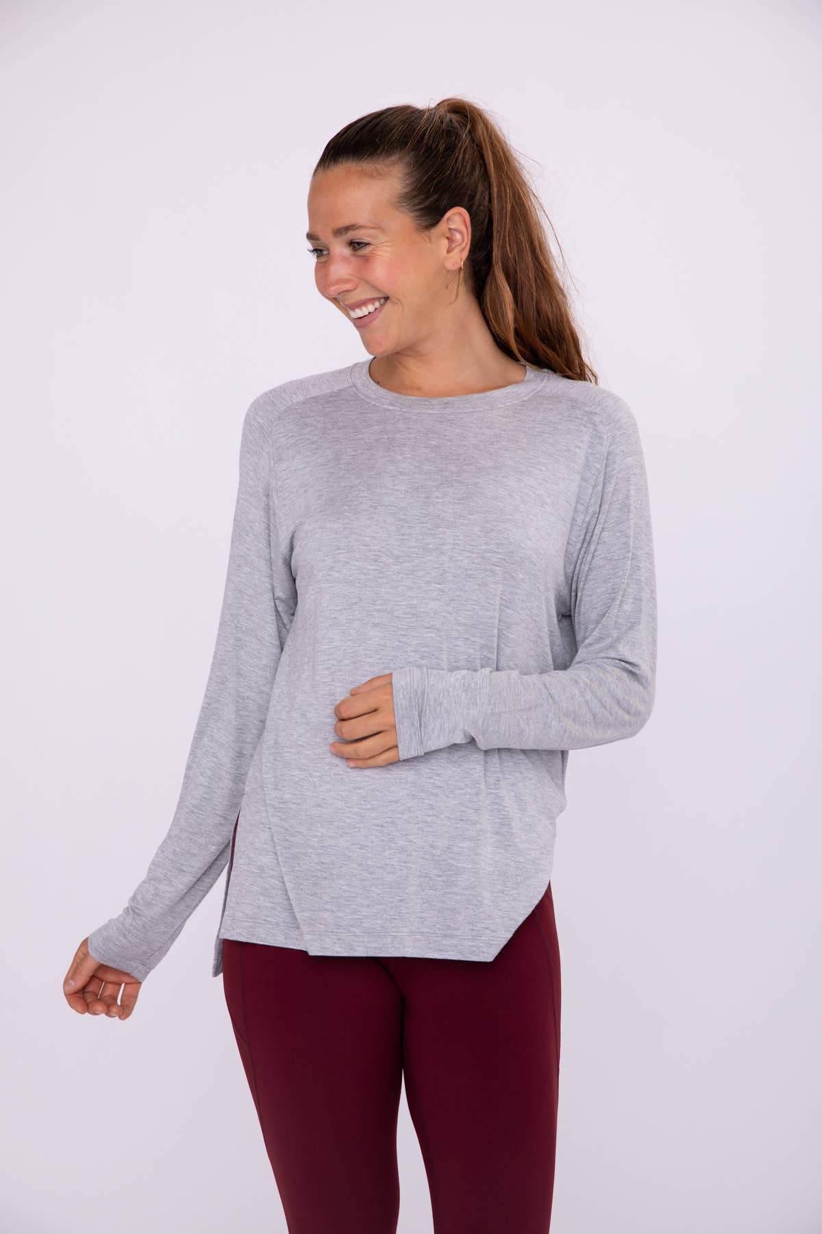 Vessel Long Sleeve Raglan Detail Top - mono b